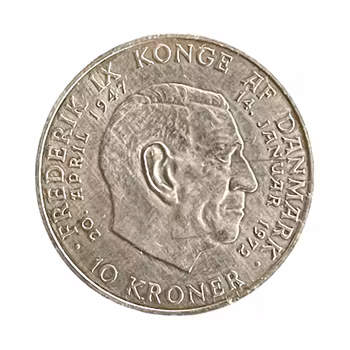 10 kr Dania 1972 - Srebro 800 - Bardzo dobry stan
