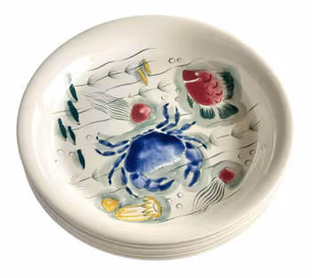 Anja Juurikkala - Arabia Crayfish mattallrikar - 1950-60-tal - Handmålade