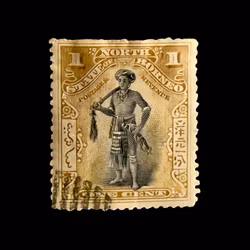 Antikt frimärke - 1894 Nordborneo - 1 Cent - Inhemsk bärare - Brittisk koloni