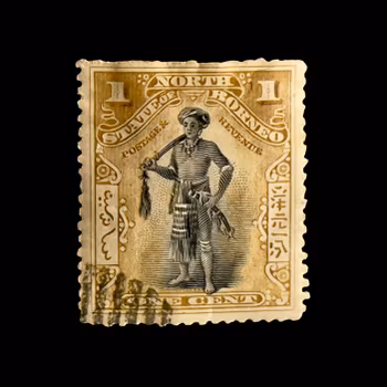 Francobollo antico - 1894 Borneo settentrionale - 1 centesimo - Portatore nativo - Colonia britannica