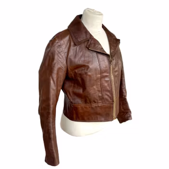 Chaqueta de piel auténtica - MOLLTAN, marrón, vintage, talla 60