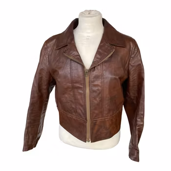 Chaqueta de piel auténtica - MOLLTAN, marrón, vintage, talla 60