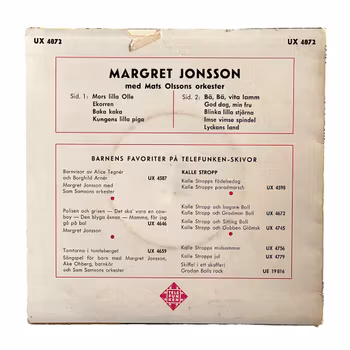 Vinyl record EP - Margret Jonsson - Mother's little Olle and other children's songs - Telefunken UX 4872