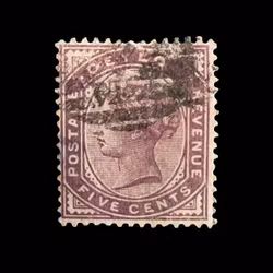 Antikt frimärke - CEYLON - 5 Cents  Queen Victoria - ca 1886