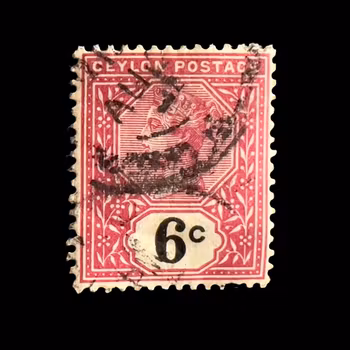Francobollo antico - Ceylon 6 centesimi circa 1886 - Regina Vittoria