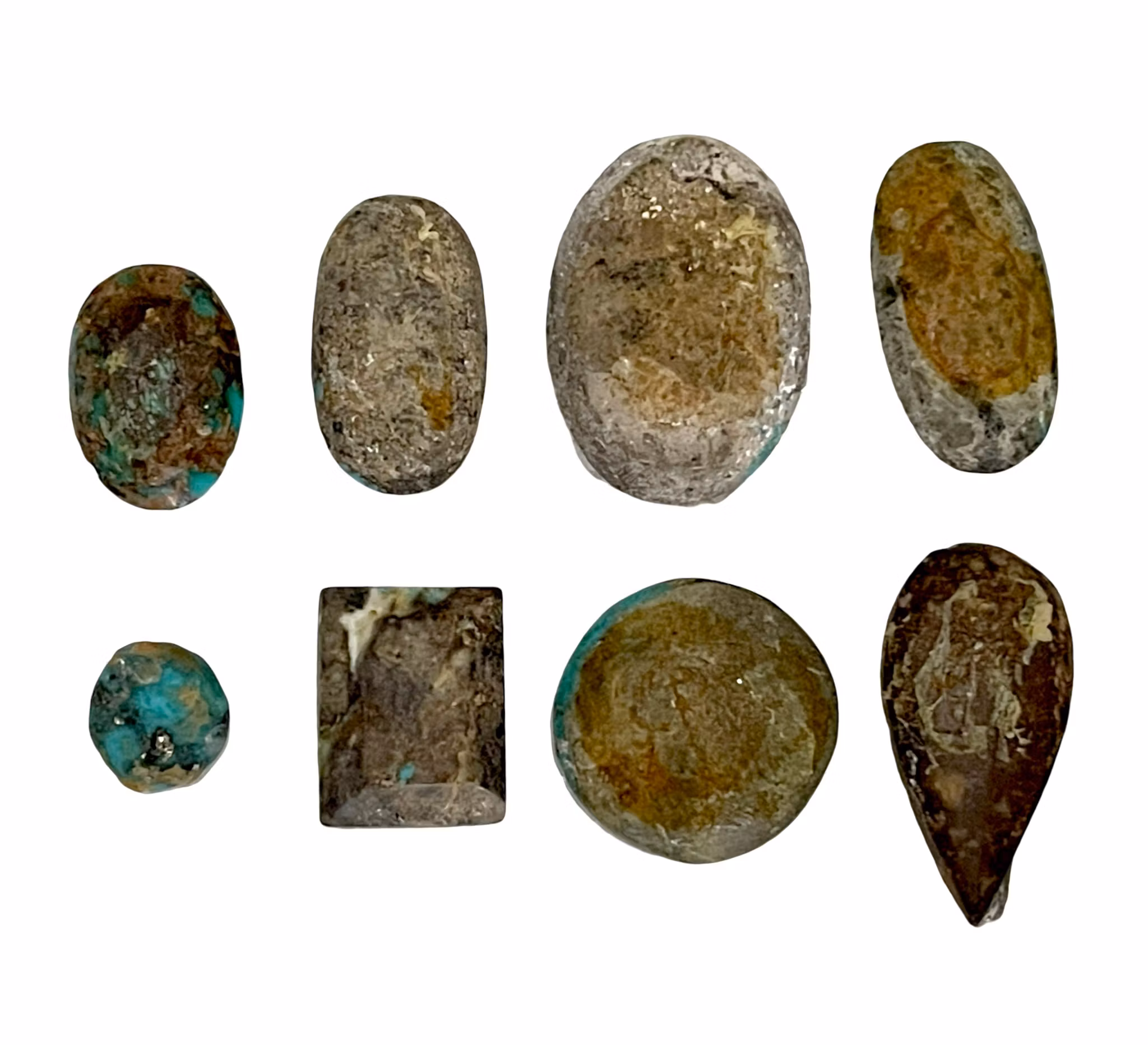 Naturlig och obehandlad Nishapuri turkos - Cabochon ädelstenar - 8 st - Olika former och storlekar