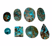 Naturlig och obehandlad Nishapuri turkos - Cabochon ädelstenar - 8 st - Olika former och storlekar