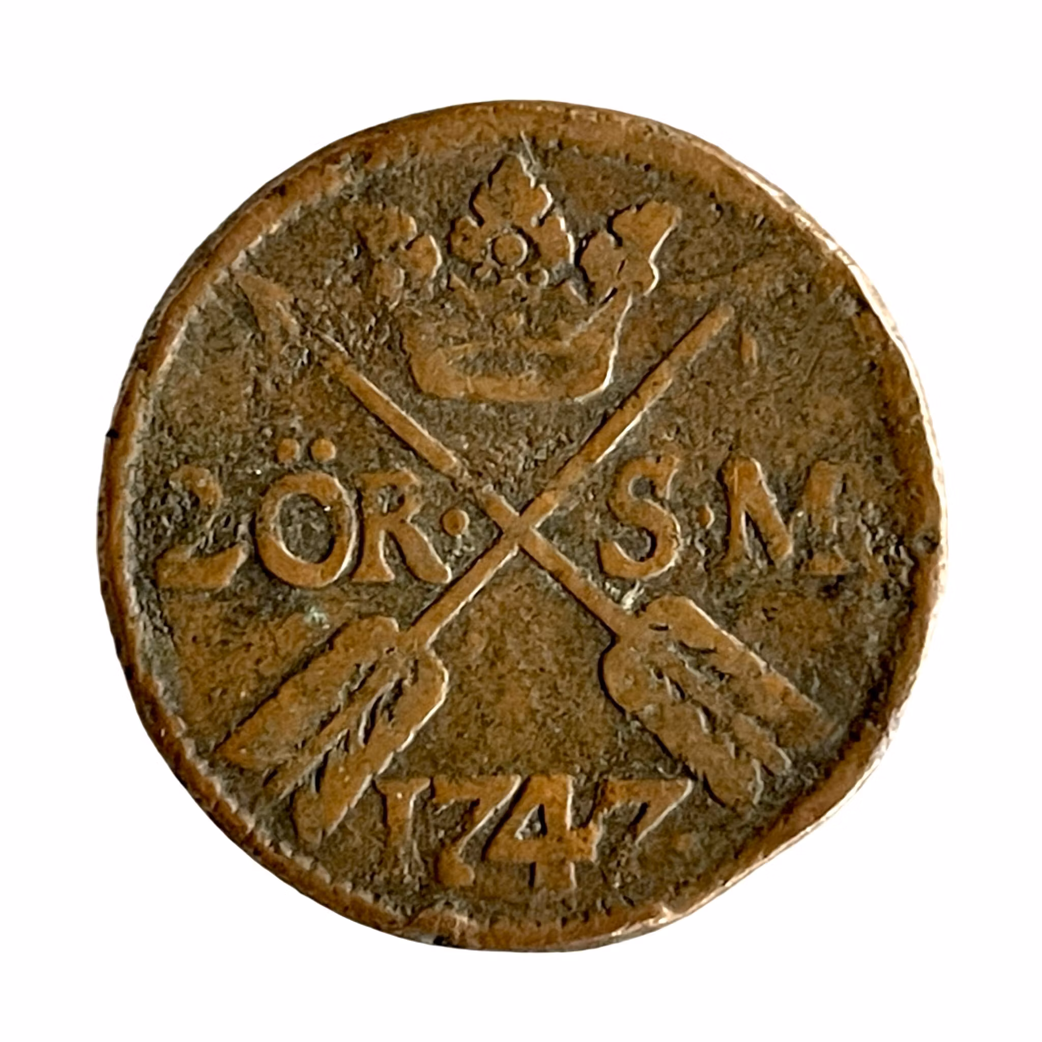 Antiikkinen ruotsalainen kolikko - 2 Öreä SM - 1747 - Kupari