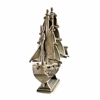Skepps figur i äkta silver 830 - Detaljrikt prydnad, Stämplad
