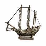 Skepps figur i äkta silver 830 - Detaljrikt prydnad, Stämplad