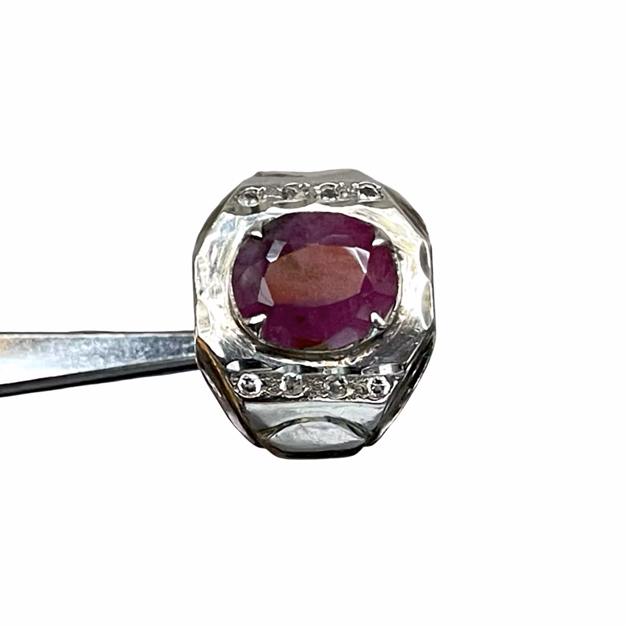 Vintage ring med naturlig rubin - Sterling silver