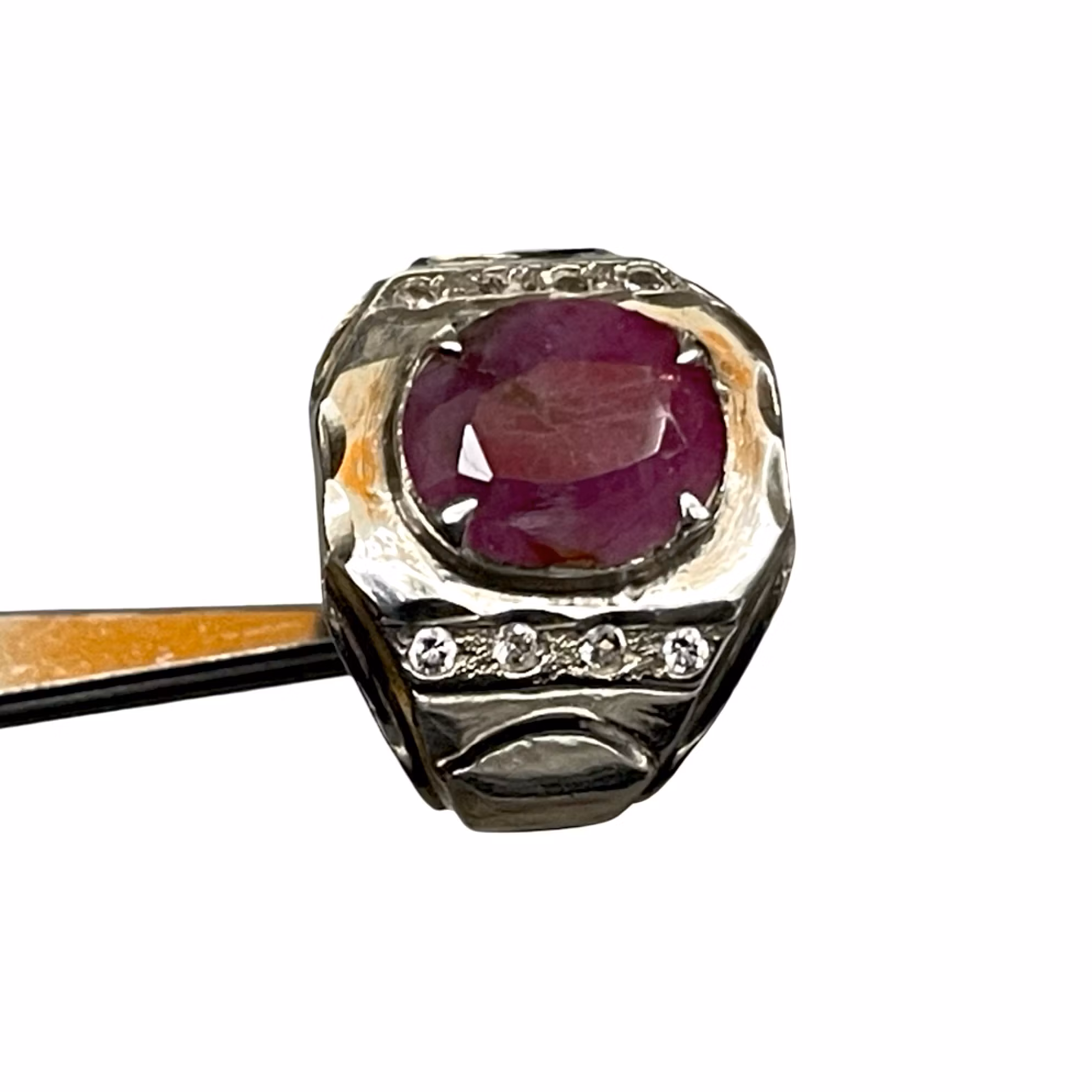 Vintage ring med naturlig rubin - Sterling silver