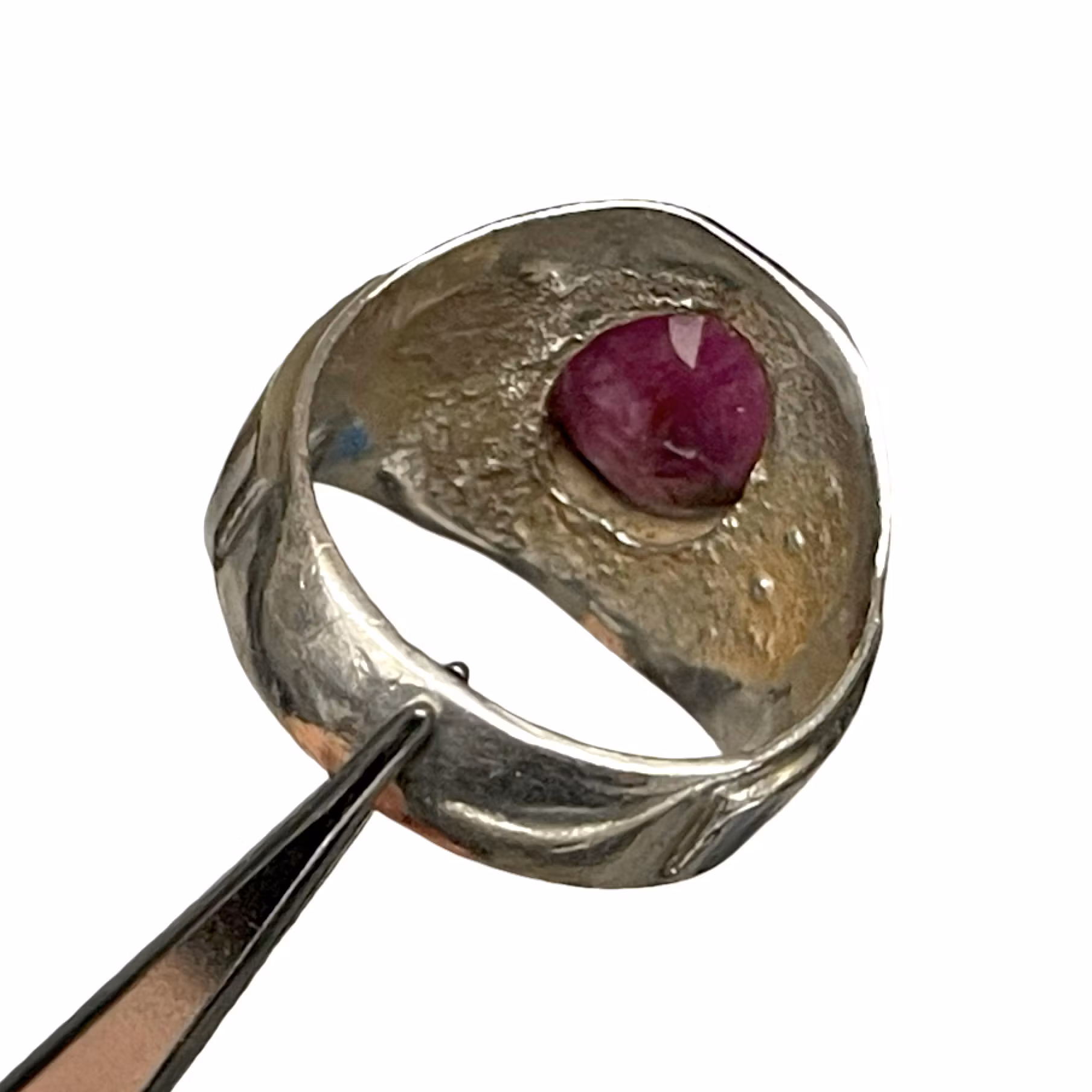 Vintage ring med naturlig rubin - Sterling silver