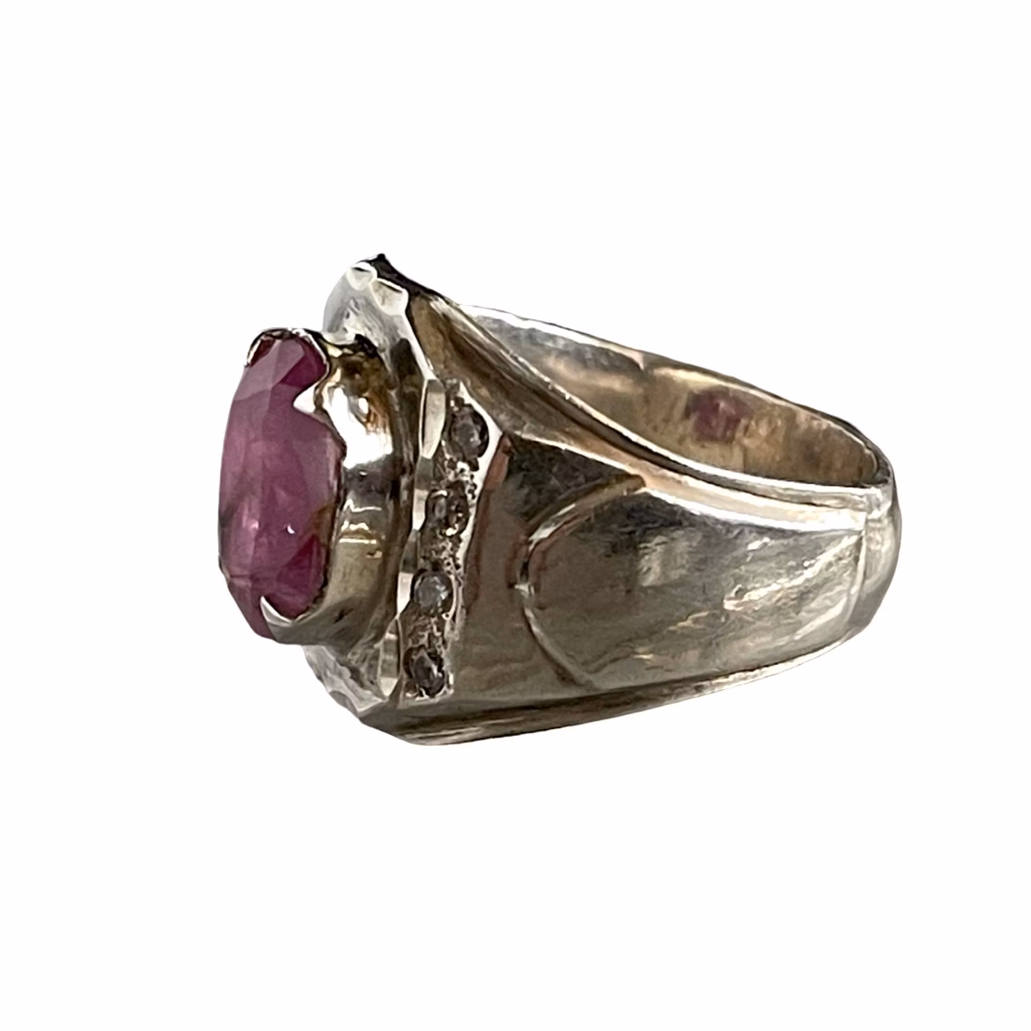 Vintage ring med naturlig rubin - Sterling silver