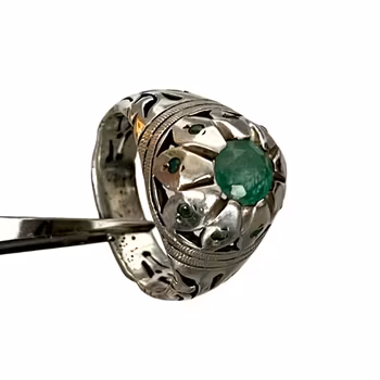 Antik ring med naturlig smaragd - sterling Silver