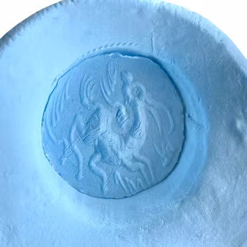 Antyczny, ręcznie wykonany pierścień z grawerowanym agatem - motyw mitologiczny