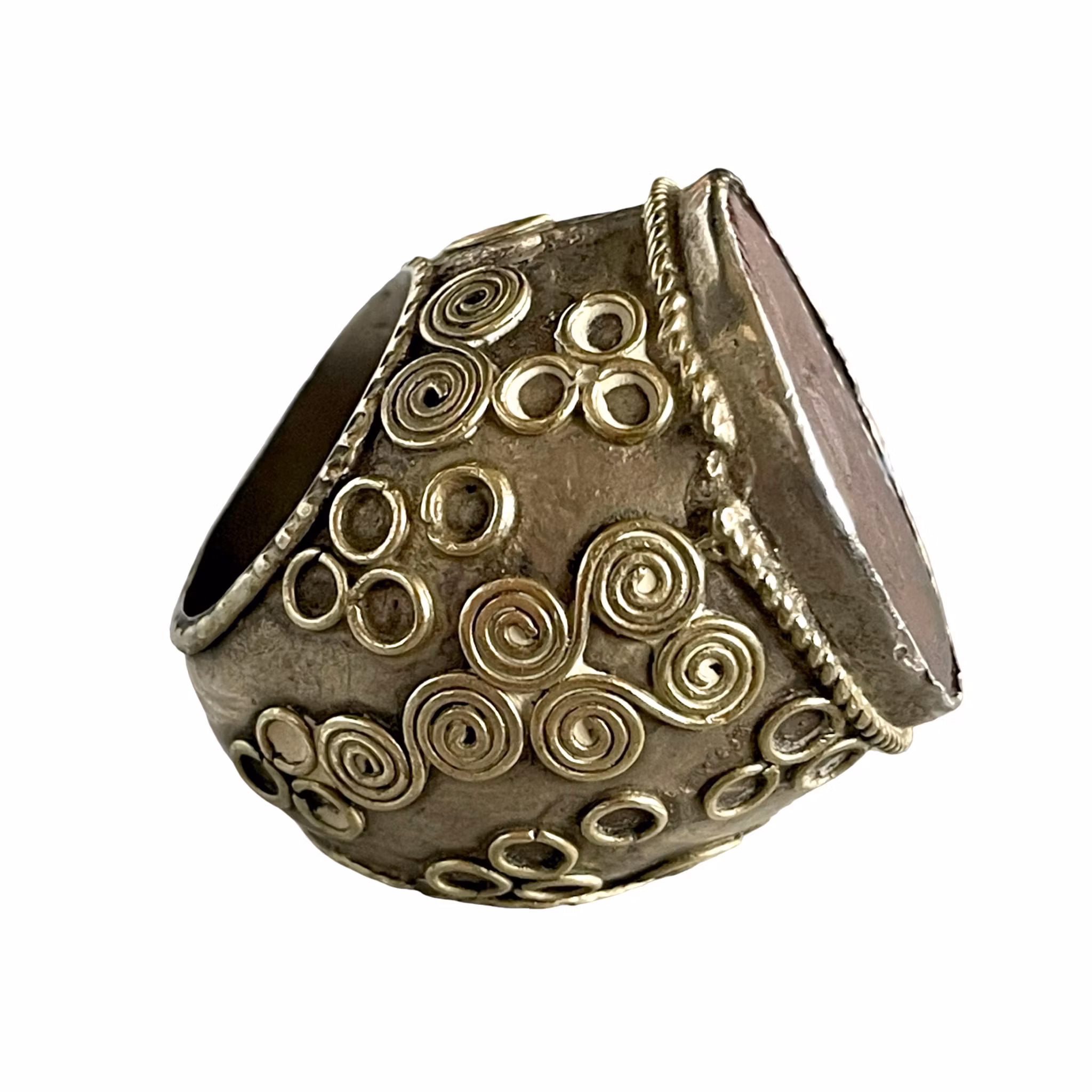 Antik handgjord ring med graverad Agat - Mytologiskt motiv