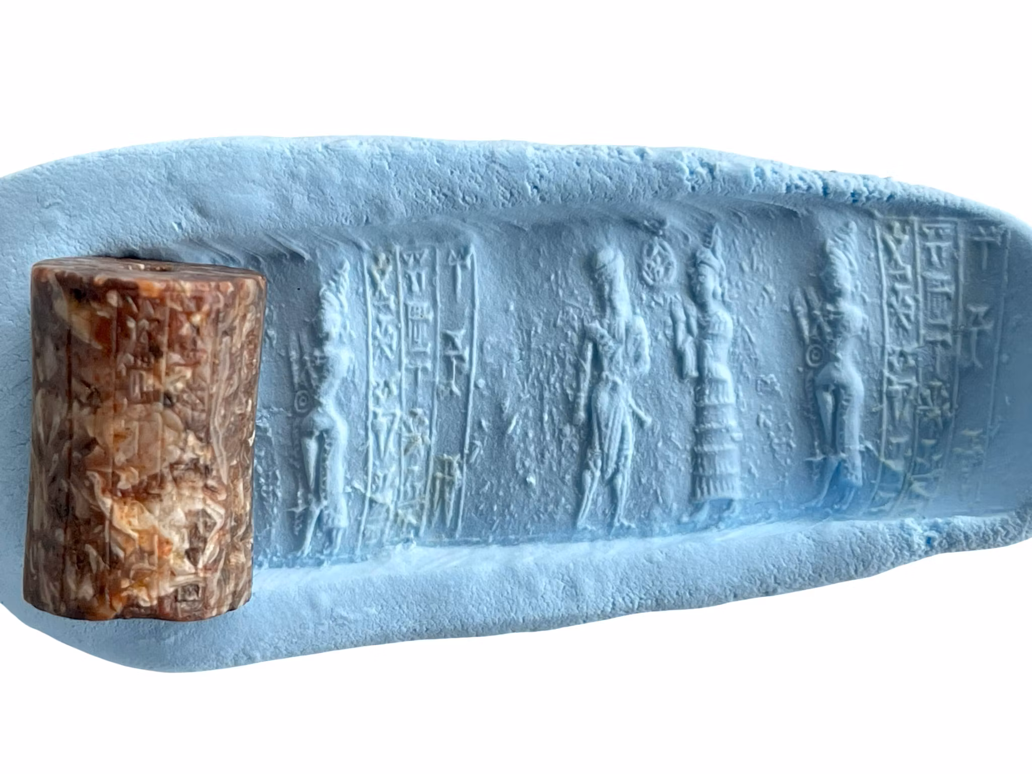 Sälsynt Cylinder försegling i fossil agat - Amurru, Mesopotamien (ca 2400-2200 f.Kr.)