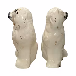 Paire de chiens en porcelaine - Beswick, Angleterre - environ 20 cm - Peints à la main avec des détails dorés