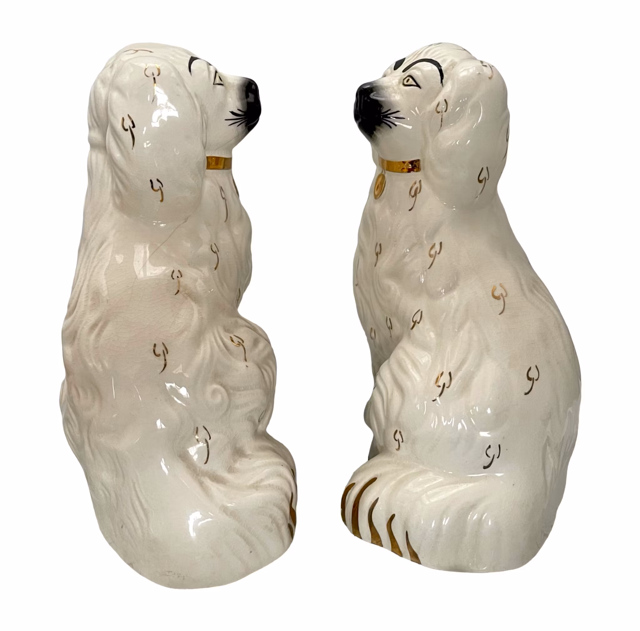 Par porslins hundar - Beswick England - ca 20 cm - Handmålade med gulddetaljer