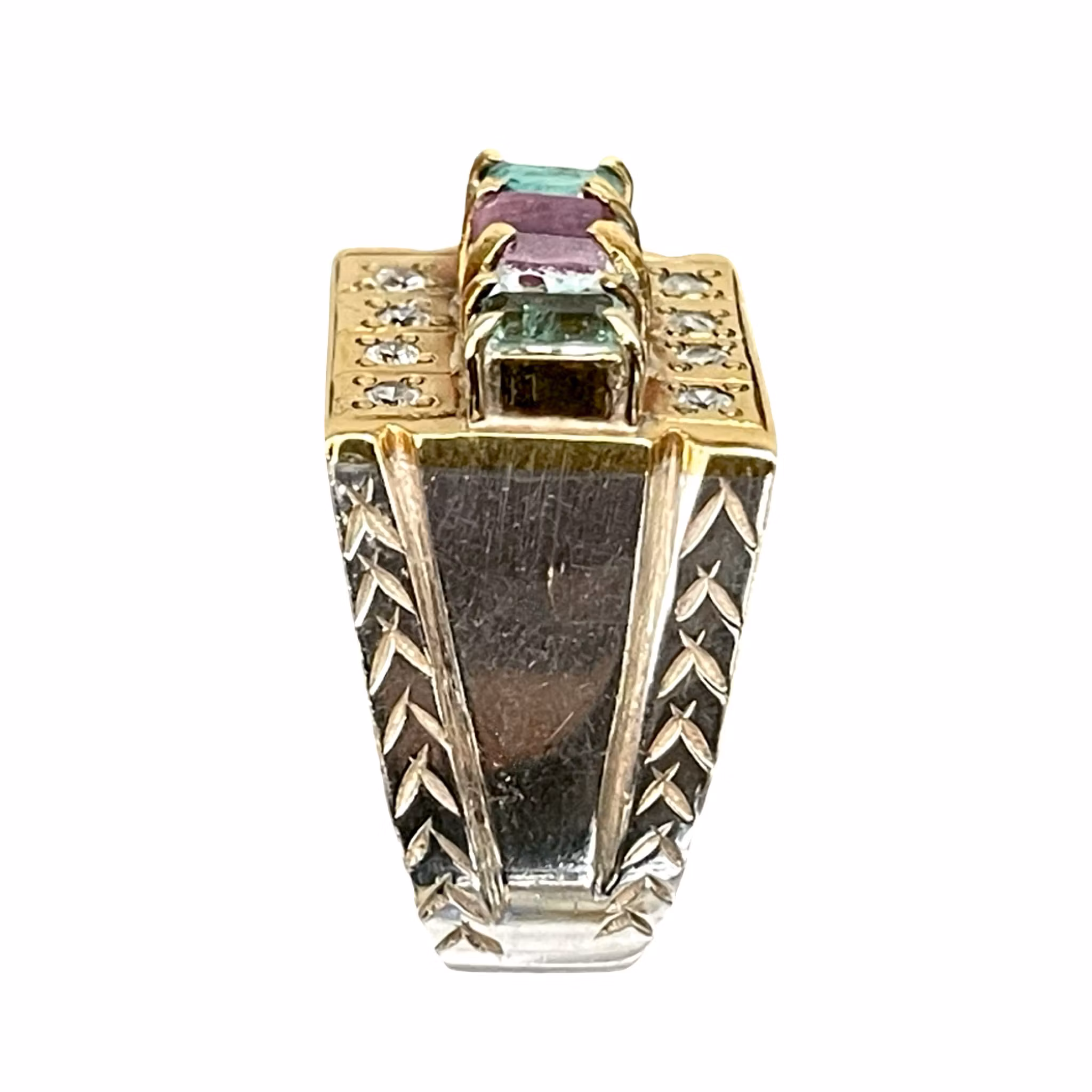 Exklusiv vintage herr ring med ca 1.60 ct Rubin och Smaragder - Sterling silver 925