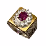 Vintage ring med 1,35 ct naturlig rubin - Sterling silver