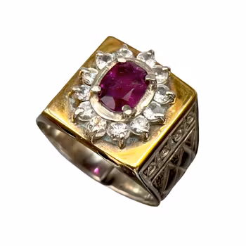 Vintage ring med 1,35 ct naturlig rubin - Sterling silver