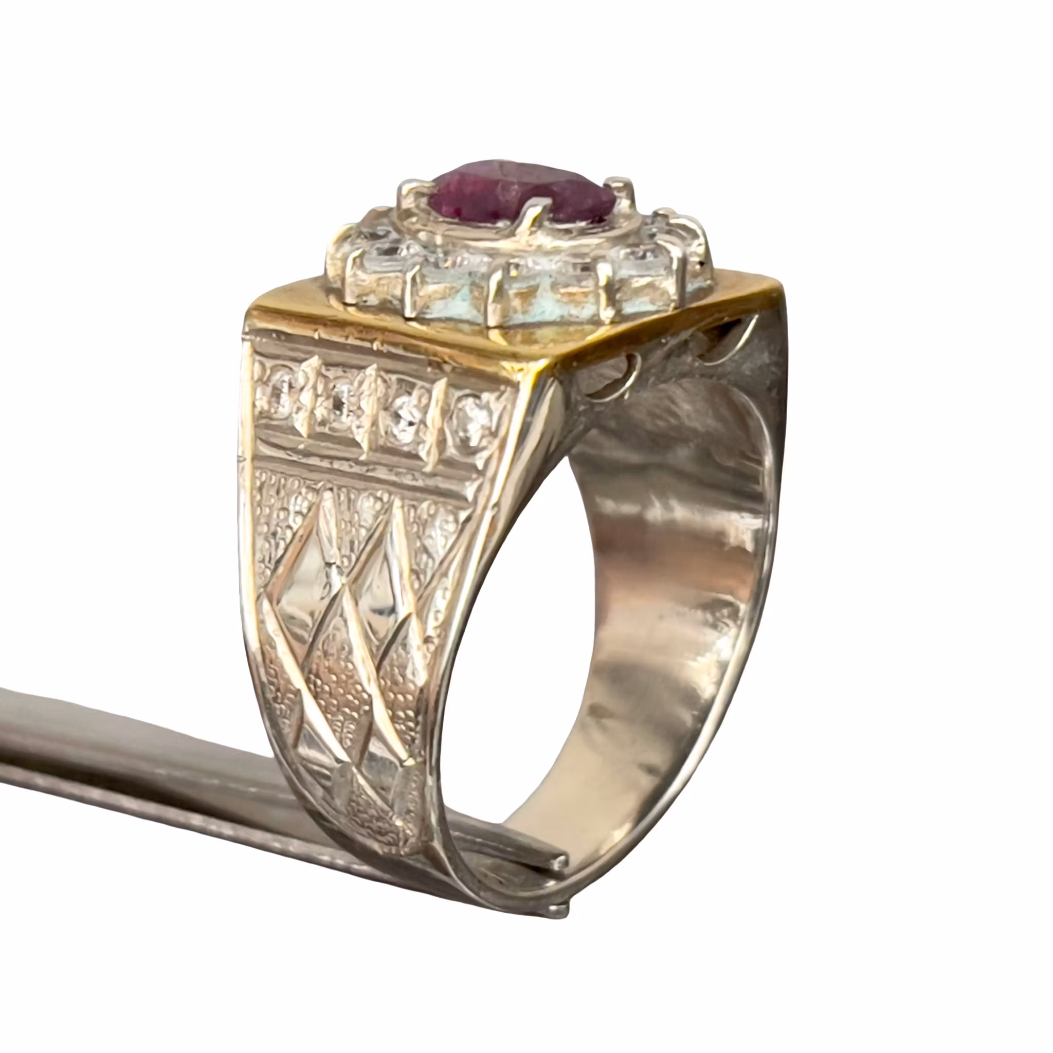 Vintage ring med 1,35 ct naturlig rubin - Sterling silver