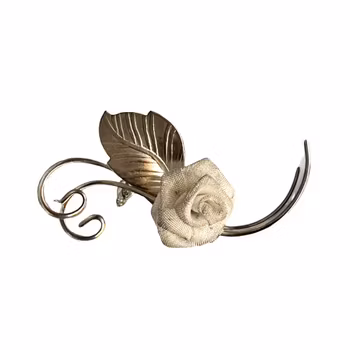 Broszka vintage w kształcie róży - Elegancka metaloplastyka