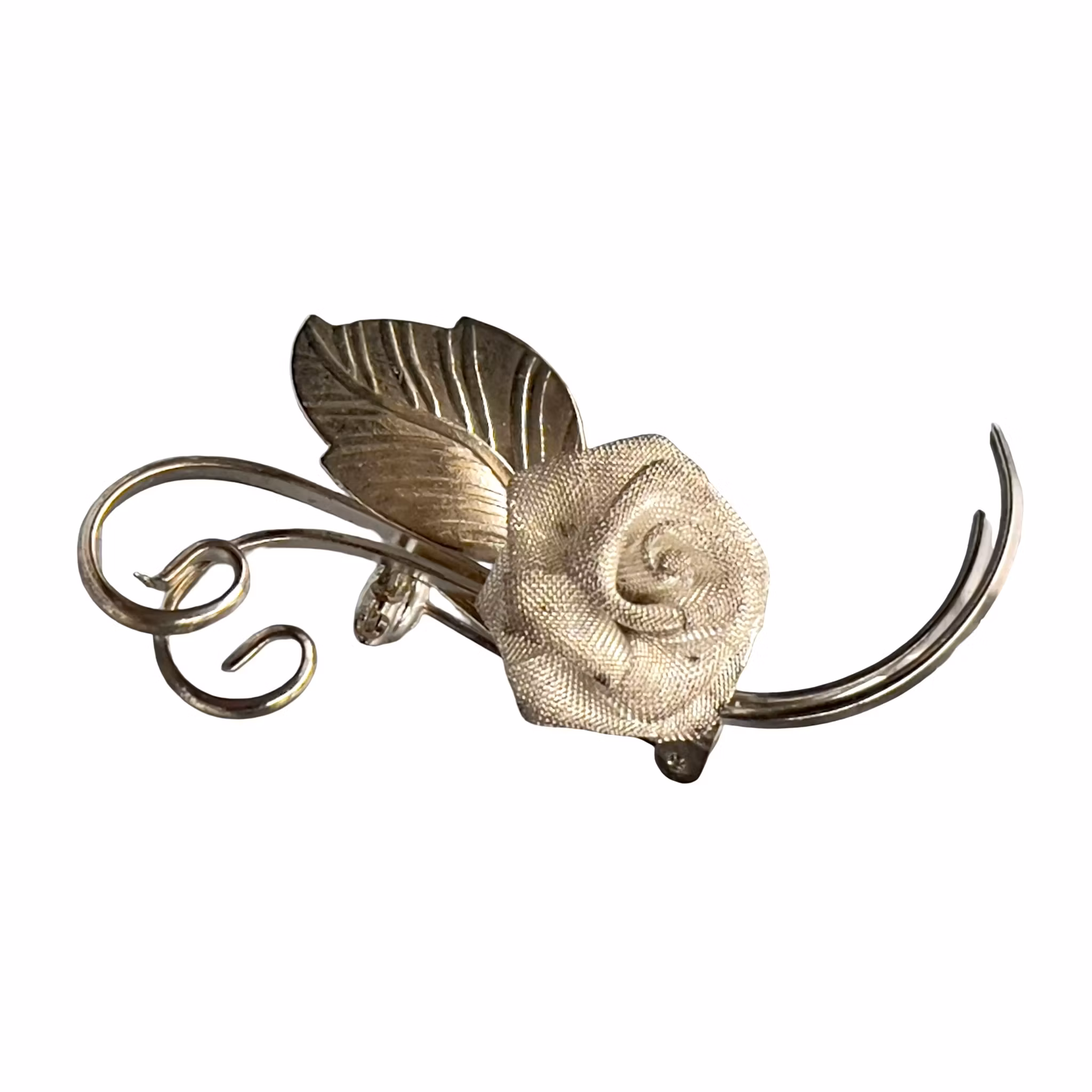 Vintage brosch i form av ros - Elegant metallarbete