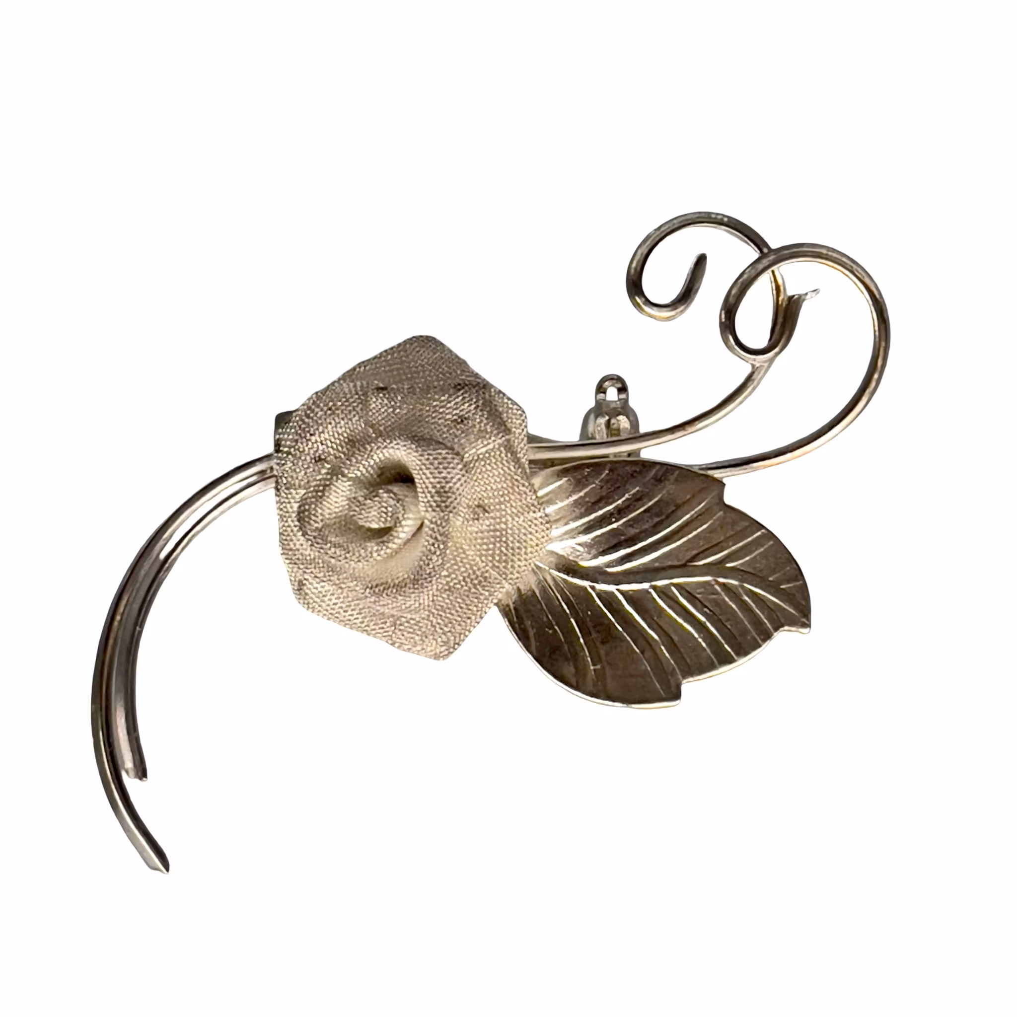 Vintage brosch i form av ros - Elegant metallarbete