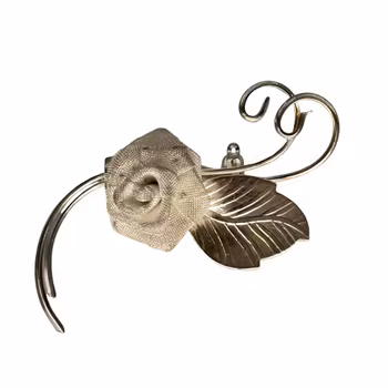 Broszka vintage w kształcie róży - Elegancka metaloplastyka