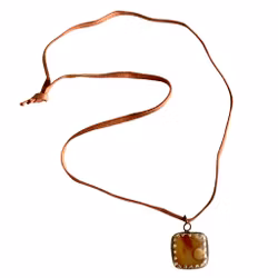 Collar antiguo de ágata con piedra natural - Colgante único en engaste metálico decorativo