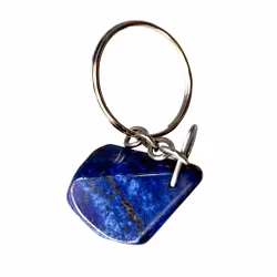 Exclusive keychain with genuine lapis lazuli - Hand-polished blue natural stone in a unique shape