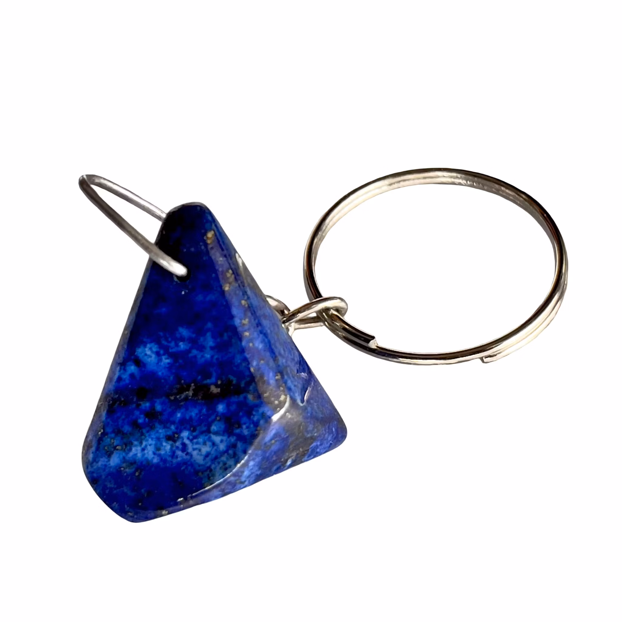 Exklusiv nyckelring med äkta lapis lazuli - Handpolerad blå natursten i unik form