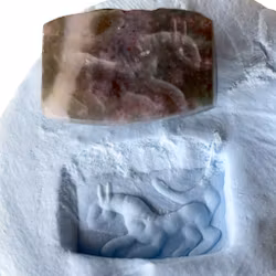 Antik handskuren sigill med mönster - Unik Agat  med röd inklusion