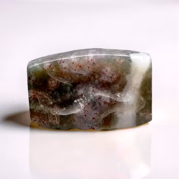 Antik handskuren sigill med mönster - Unik Agat  med röd inklusion