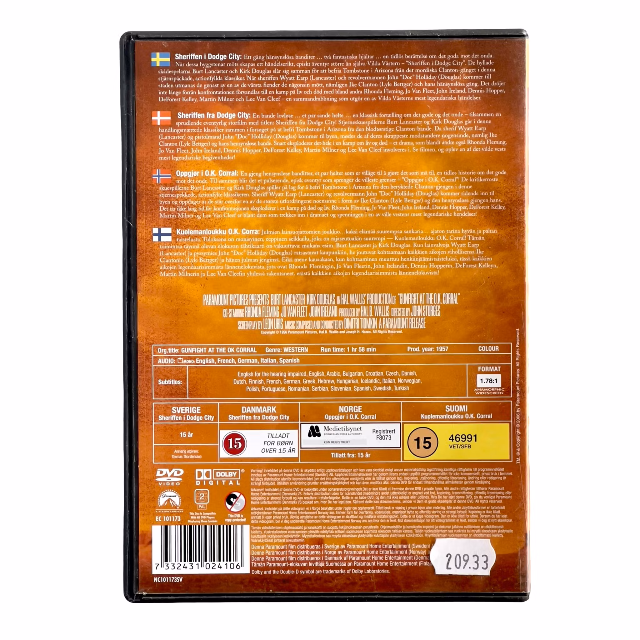 Gunfight at the O.K. Corral - DVD i topp skick - Paramount Collection