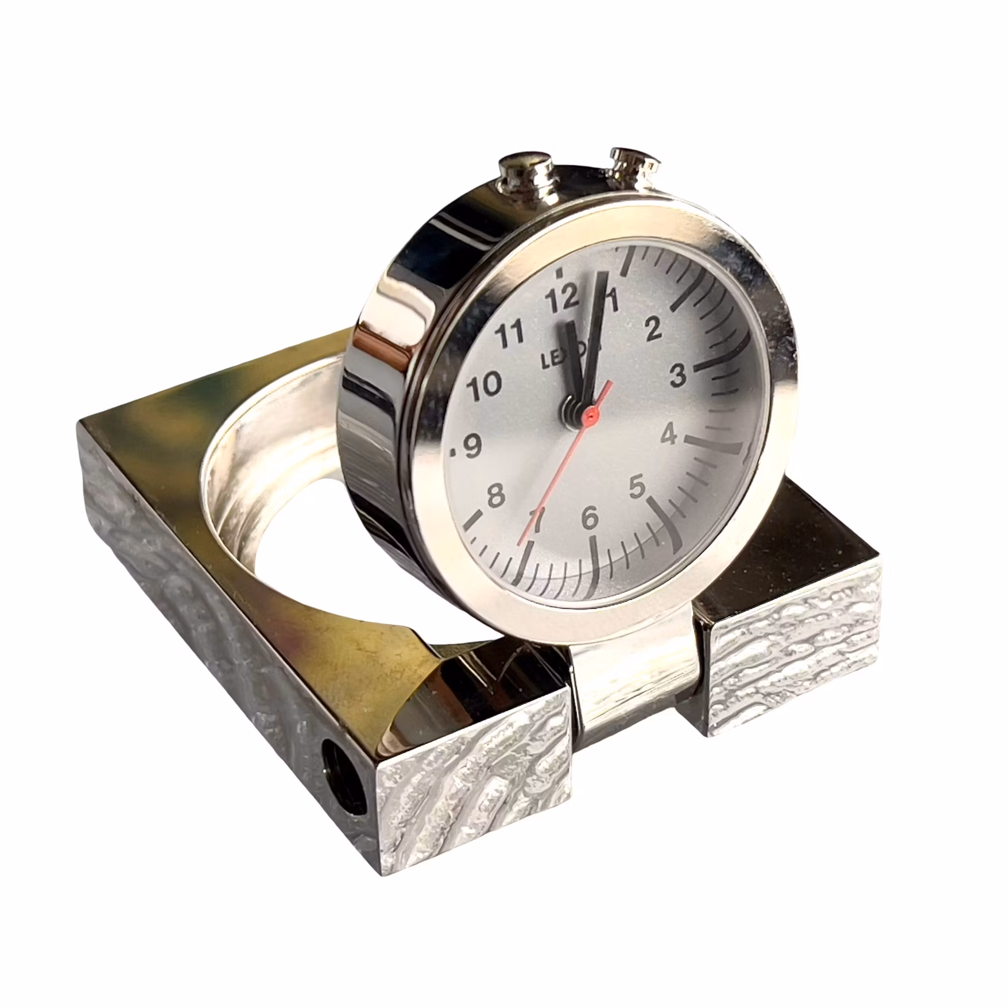 Lexon Mono LR10 - Designad bordsklocka / reseur i metall (i originalask)