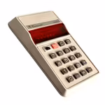 Vintage elektronisk räknare Continental 1800A med läderfodral - Renoveringsobjekt