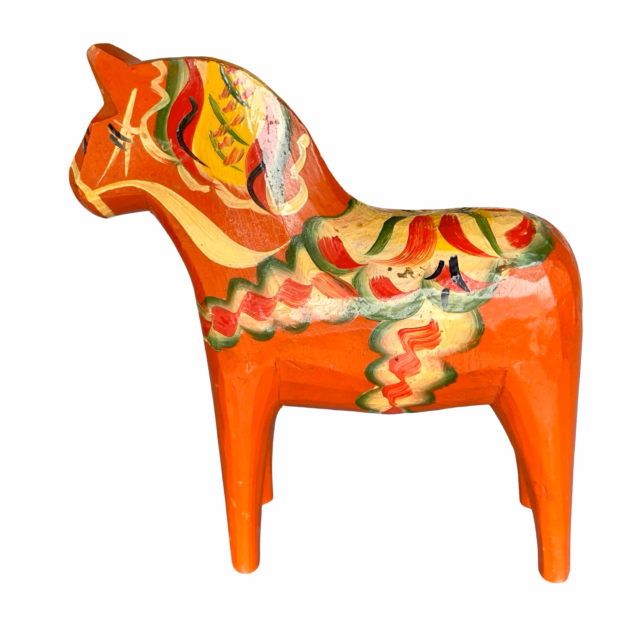 Vintage Bemålat Trä Dalahäst, Nusnäs - Svensk Folkkonst