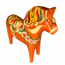 Vintage malt tre Dalahest, Nusnäs - Svensk folkekunst