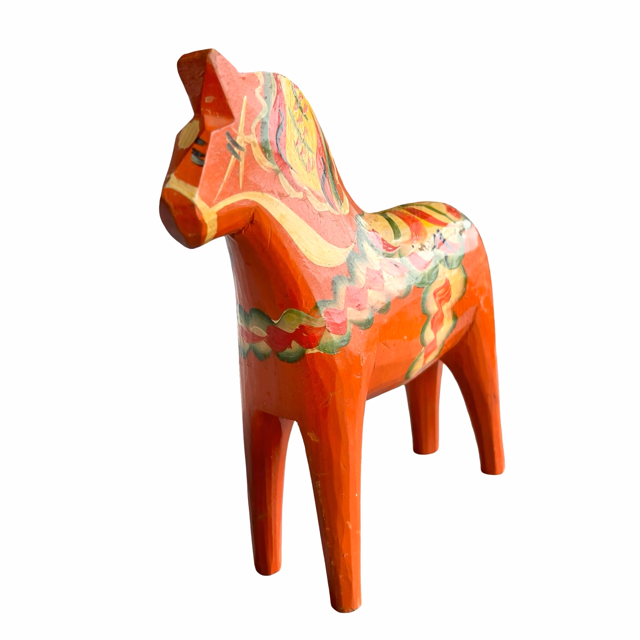 Vintage Bemålat Trä Dalahäst, Nusnäs - Svensk Folkkonst