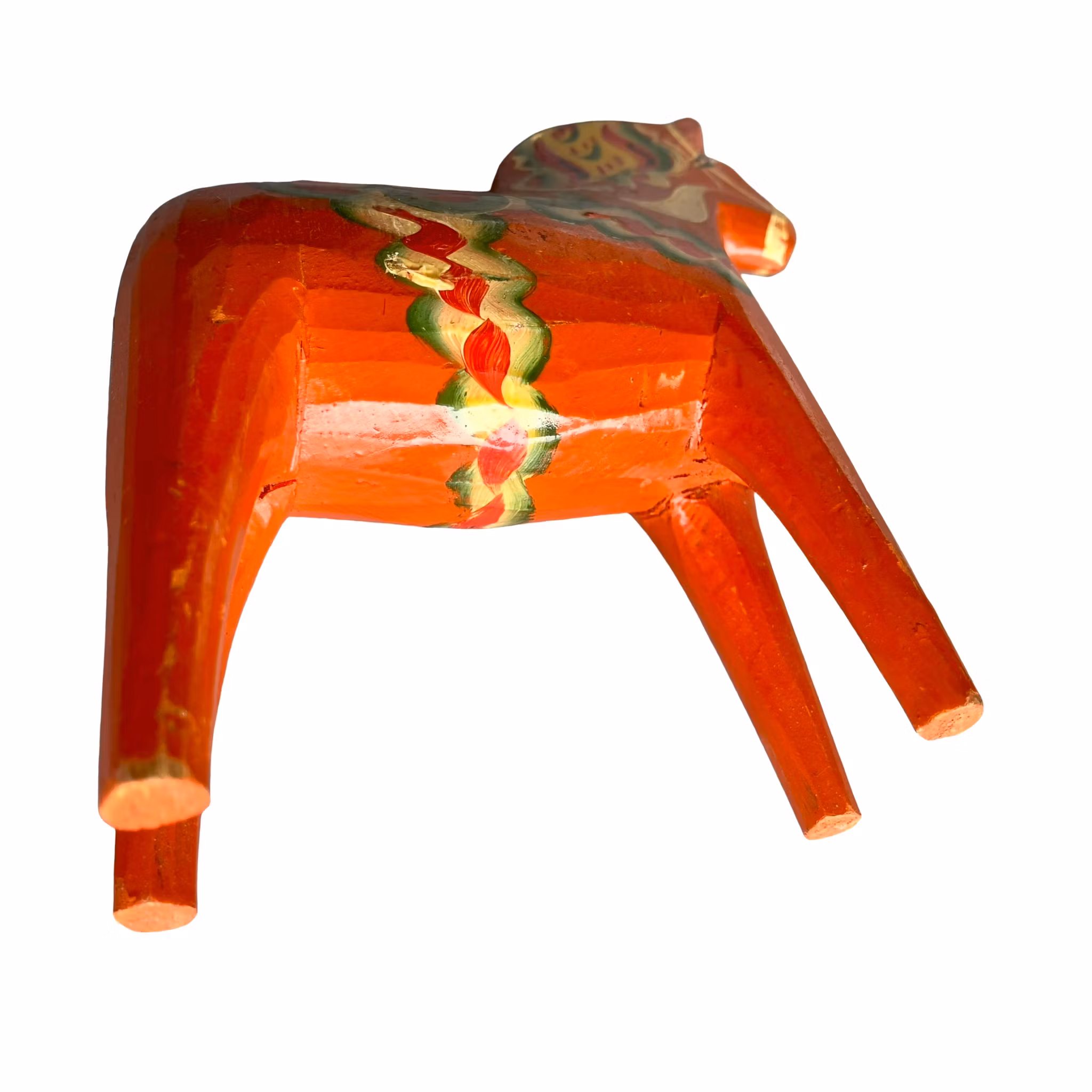 Vintage Bemålat Trä Dalahäst, Nusnäs - Svensk Folkkonst