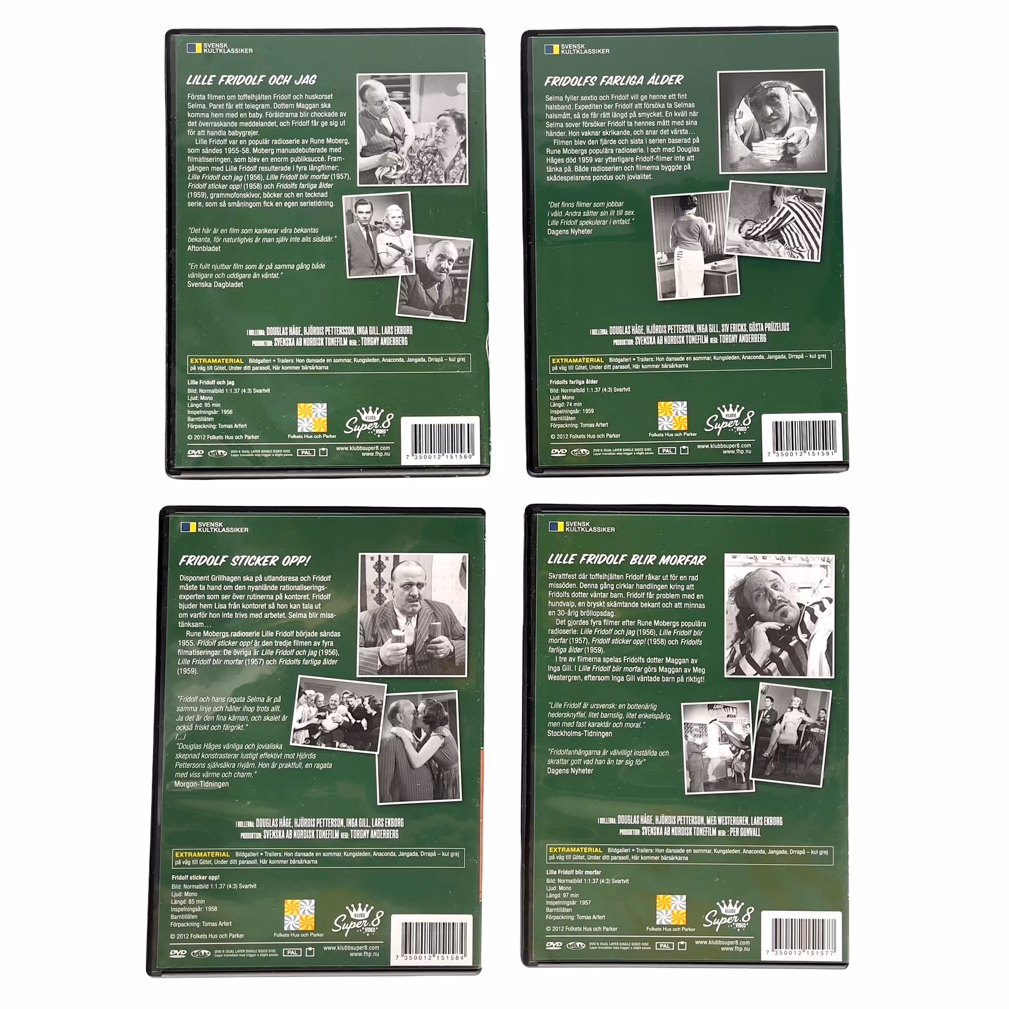 Fridolf - Komplett DVD box i topp skick (4 filmer)