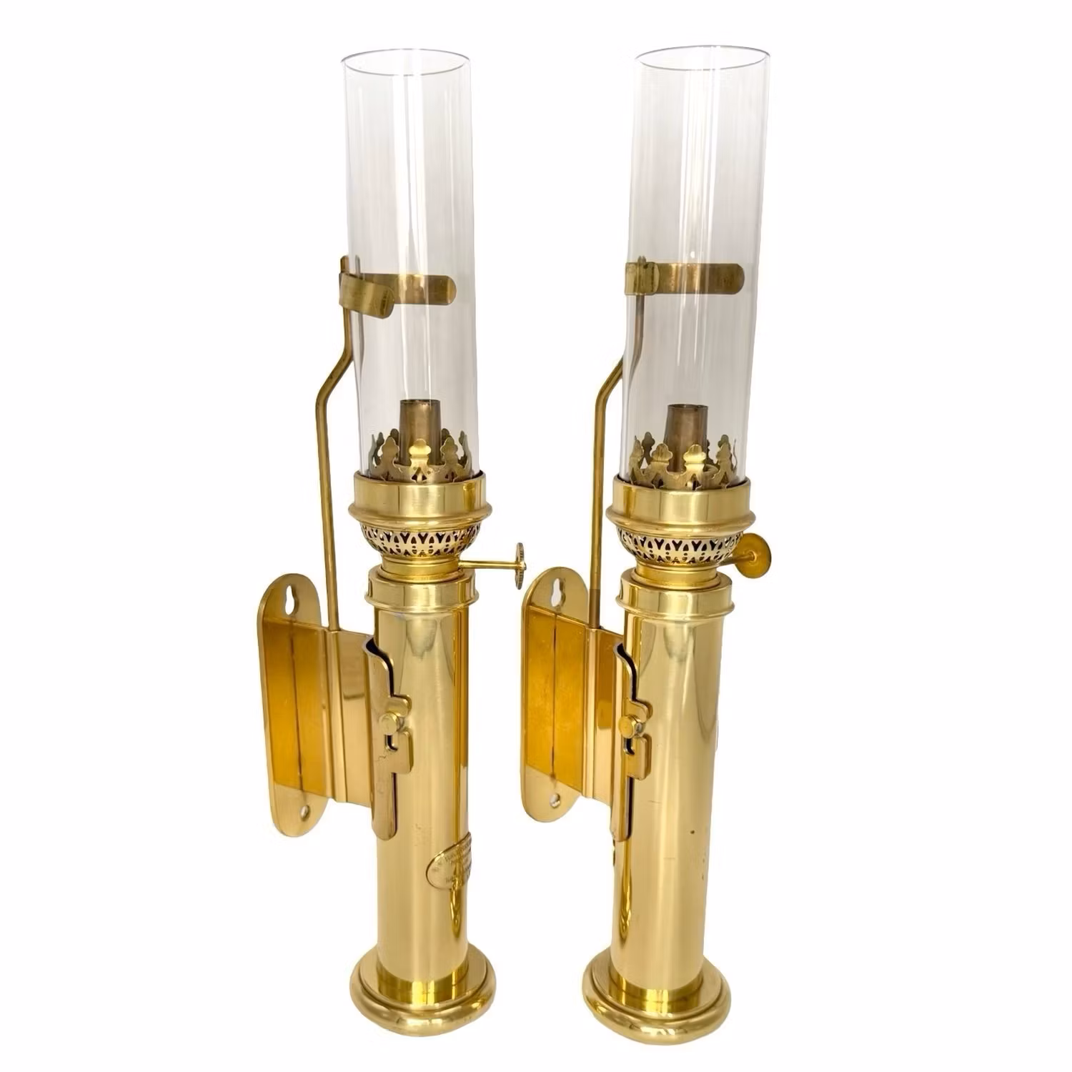 Exklusivt par antika mässings vägglampor - C.V. Harnisch Etf, Köpenhamn, Danmark