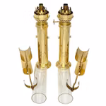 Exklusivt par antika mässings vägglampor - C.V. Harnisch Etf, Köpenhamn, Danmark