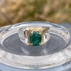 Vintage sølvring med 2,7 karat naturlig smaragd - 925 sterlingsølv