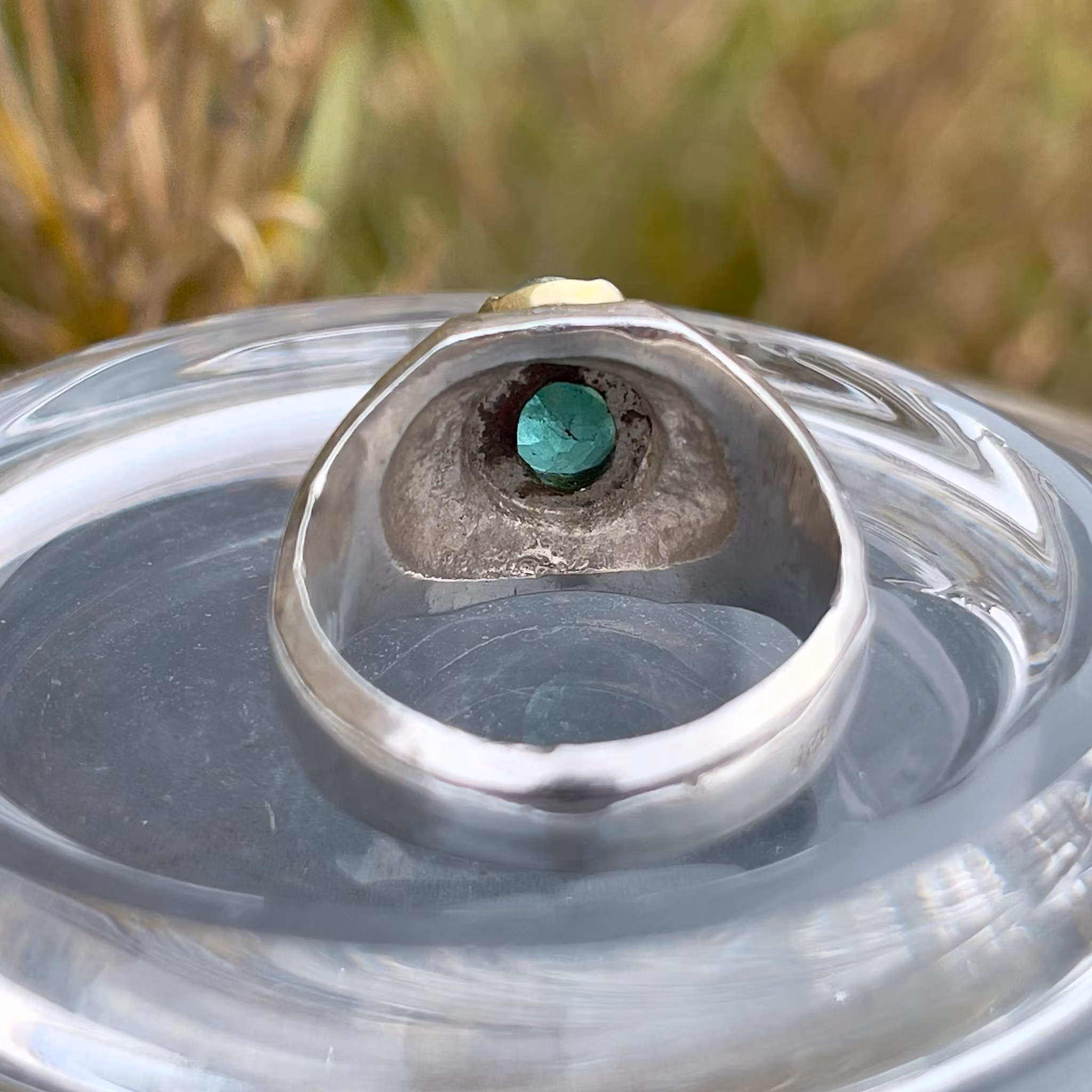 Vintage silverring med 2.7 ct naturlig smaragd - 925 sterling silver