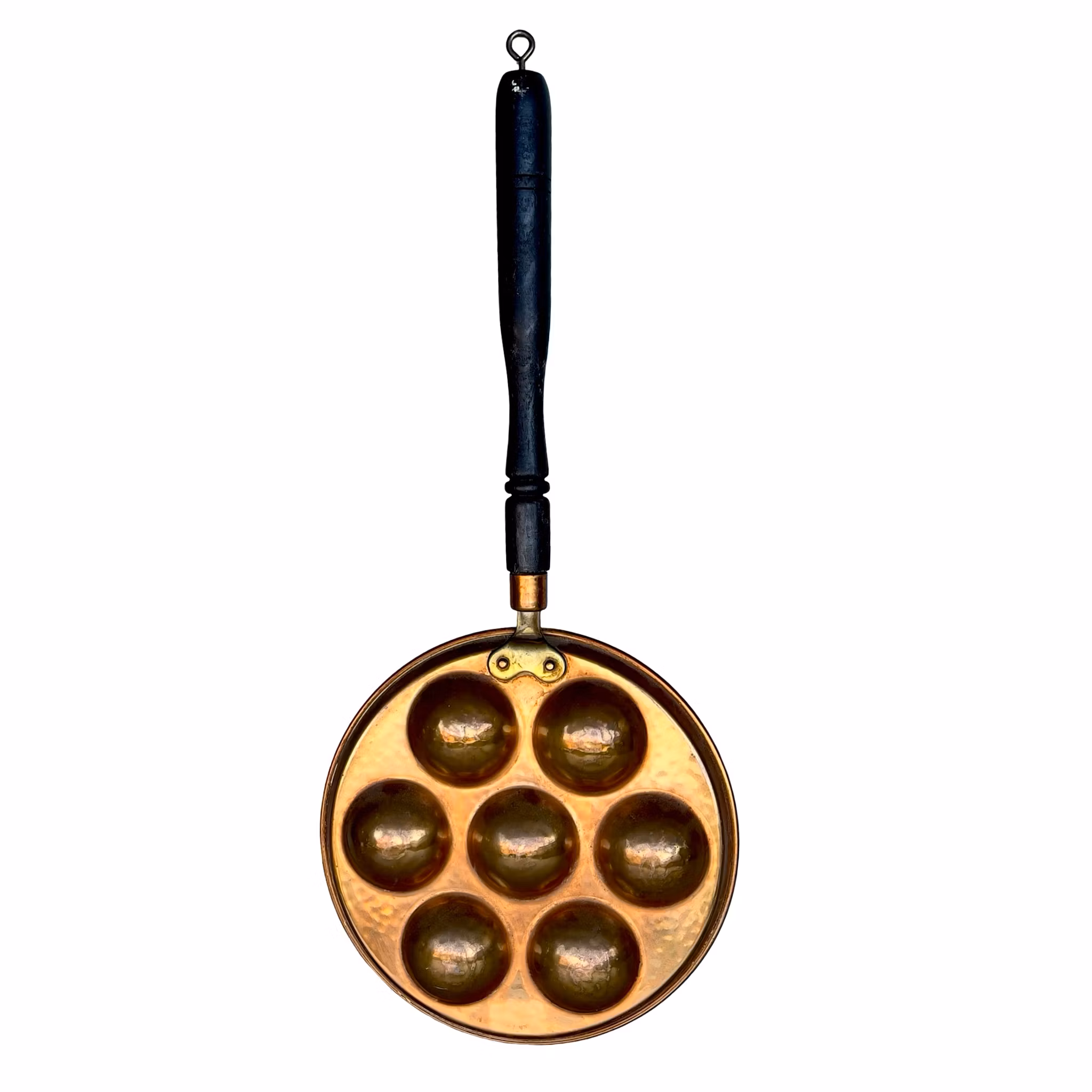 Antik koppar pannor för ebelskiver / Munkbollar - 7 hål